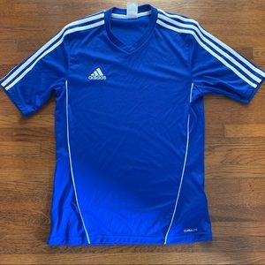 Men’s Blue Adidas Short Sleeve V-Neck Shirt * Small